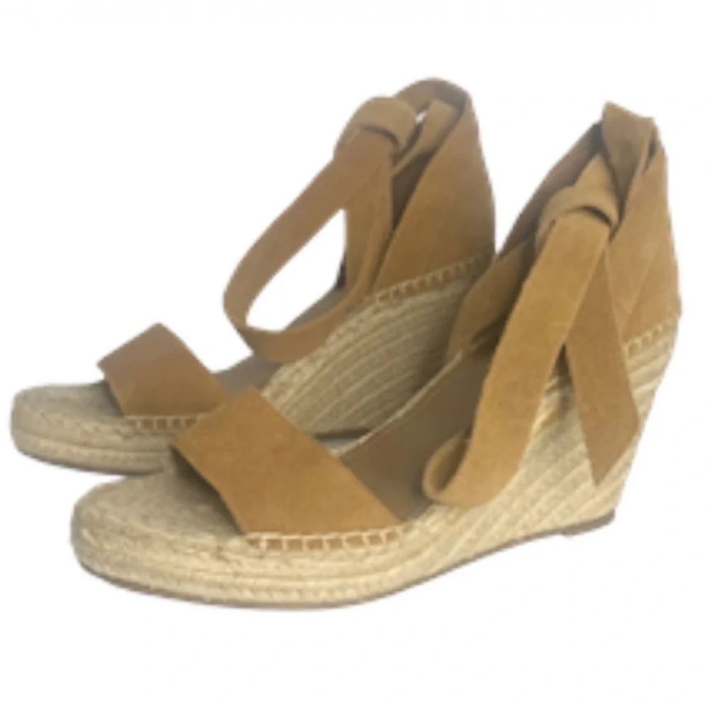Marc Fisher Espadrilles 9.5 Kaee Wedge Suede Strappy Cruise Vacation Resort